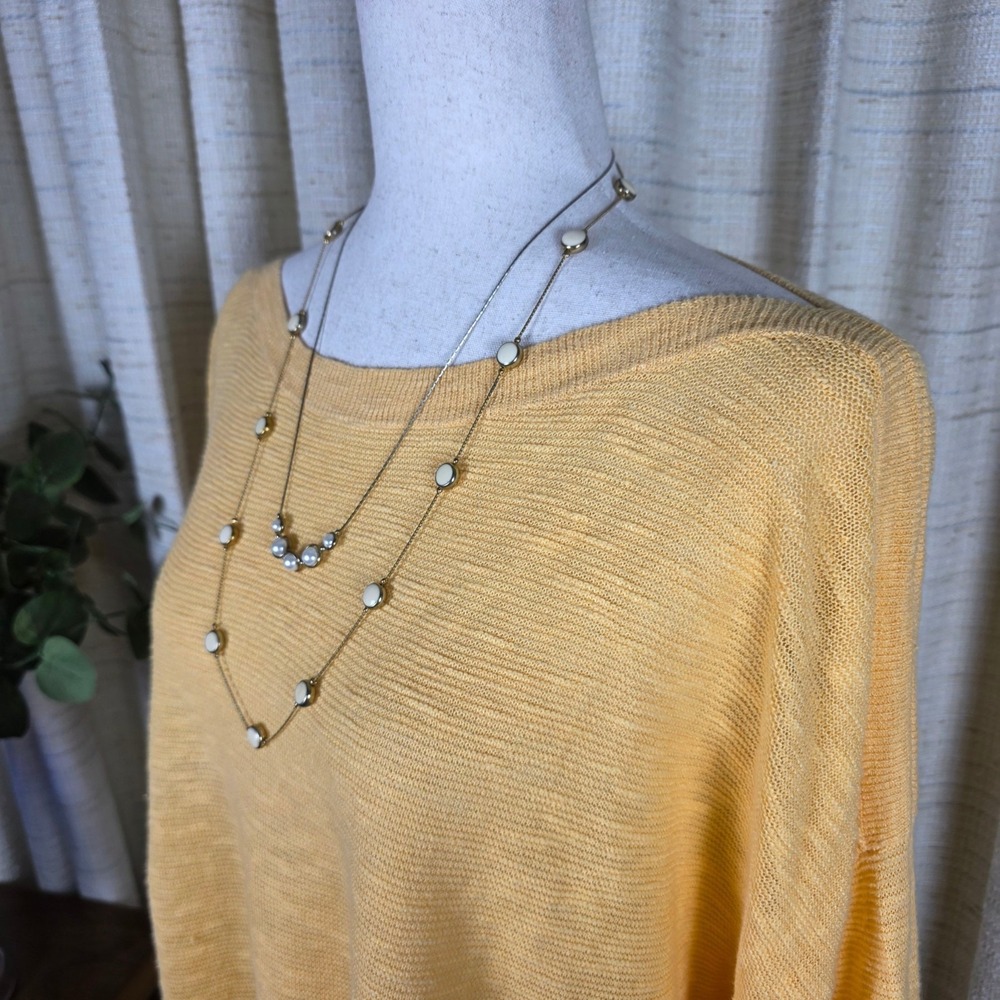 Eileen Fisher Linen Sweater Tunic 3X Boat‎ Neck Yellow Long Sleeve Coastal Flowy - Picture 9 of 12
